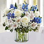 Blue White Floral Vase Arrangement