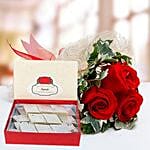 Red Roses Bouquet and Kaju Katli Combo
