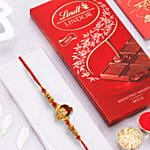 Long Trunk Bal Ganesha Pearl Rakhi For Kids And 1 Lindt Chocolate