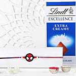 Red Spiderman Kid Rakhi And Lindt Chocolate