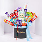 Ganesha Kids Rakhi Hamper With Chocolates In Black Round Box