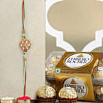 Pastel Floral Kundan Rakhi With Ferrero Rocher 16 Pcs