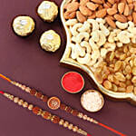 Serene Spirit Rudraksha Rakhi Set And Dry Fruits With Chocolates