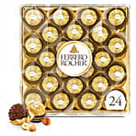 Red Thread Square Design Rakhi And 24 Pcs Ferrero Rocher
