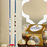 Evil Eye And Beaded 2 Rakhi Set With Ferrero Rocher 16 Pcs