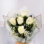 Beautiful Bunch of 5 White Roses