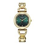 Titan Green Dial Watch with Fresh Floral Basket For Her