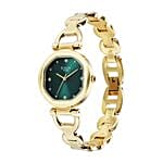 Titan Green Dial Watch with Fresh Floral Basket For Her