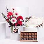 Luxury Emirati Womens Day Flower Arrangement And Dubai Chocolate