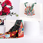 كومبو وشاح لومينا ميزون نسائي وباقة ورد