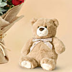 3 Pink 3 Red Roses Valentine Bouquet With Teddy