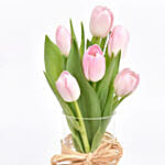5 Pink Tulips in Vase
