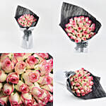 50 Dual Shade Pink Roses Designer Bouquet