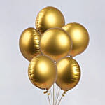 6 Golden Foil Balloons & Chocolate Cake