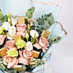 كومبو باقة ورد وشوكولا