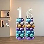 Age Number Chrome Balloons Pillar