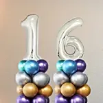 Age Number Chrome Balloons Pillar