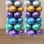 Age Number Chrome Balloons Pillar