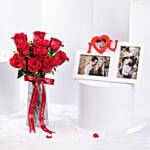 كومبو عيد الحب | بوكيه ورد أحمر و فريم
