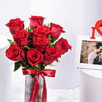 كومبو عيد الحب | بوكيه ورد أحمر و فريم