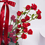 باقة 15 وردة جوري حمراء في غلاف شفاف هدية عيد الحب