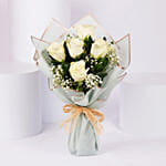 Beautiful Bunch of 5 White Roses