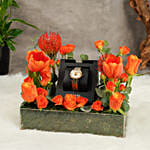 Beautiful Gift Arrangment Of Fresh Flowers With Golden Versus Versace Watch For Her