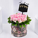 Beautiful Pink Roses Arrangement For Umrah Mubaraka