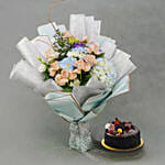 Behind Blue Eyes Bouquet and Cake