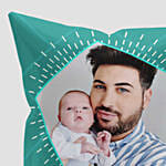 هدايا عيد الأب - وسادة مخصصة بالصورة لون أخضر وكوب مطبوع