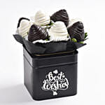 200 جرام فراولة مغطاة بالشوكولاته البيضاء والغامقة في بوكس مطبوع