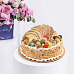 Birthday Roses Arrangement with Cake