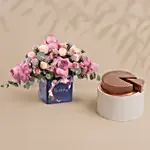 Birthday Roses Arrangement With Dubai Cake