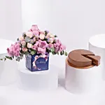 Birthday Roses Arrangement With Dubai Cake