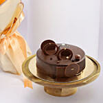 كومبو باقة ورد صفراء وكيك فدج وشموع وبالونات