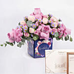 كومبو مزهرية عيد الميلاد مع بوكس شوكولاتة دبي