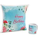 Birthday Wishes Flower Cushion n Mug