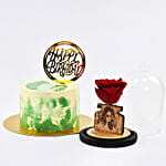 Blissful Birthday Memories Red Velvet Cake with Personalised Forever Rose