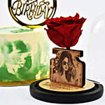 Blissful Birthday Memories Red Velvet Cake with Personalised Forever Rose