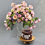 مزهرية ورود أمنيات مع كيكة