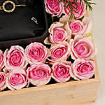 Box Of Delicate Beauty Police Bracelet And Flowers