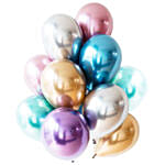Bunch of 10 Multicolous Chrome Balloons