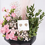 باقة ورد مع أقراط كارولين سفدبوم وكريستالات سواروفسكي للنساء