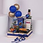 سلة هدايا عيد ميلاد باللون الأزرق