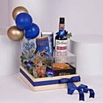 سلة هدايا عيد ميلاد باللون الأزرق