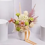 Charming Mixed Flower Arrangement in White Vase