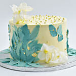 كيك شوكولاته بتصميم أنيق أبيض وأزرق 1 كيلو