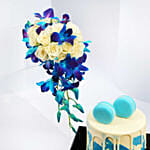 Chocolate Cake And Flower In Premium Box