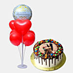 Chocolate Drip MNM Photo Cake For Anniversary With Balloons Set