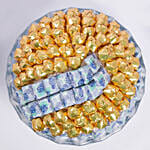 شوكولاتة فاخرة واحد كيلو في صحن لون ذهبي وأزرق